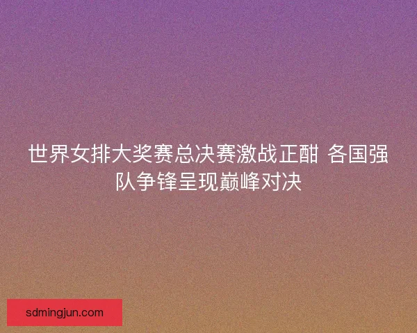 世界女排大奖赛总决赛激战正酣 各国强队争锋呈现巅峰对决
